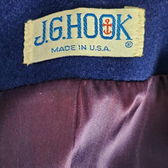 J.G. Hook Double Breasted 100% Wool Blue Trench Pea Coat - Picture 2 of 9